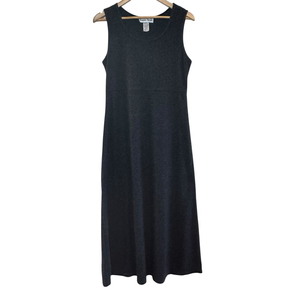 Ronni Nicole Size 14 Charcoal Gray Flannel Sleeveless Maxi Dress Made in USA